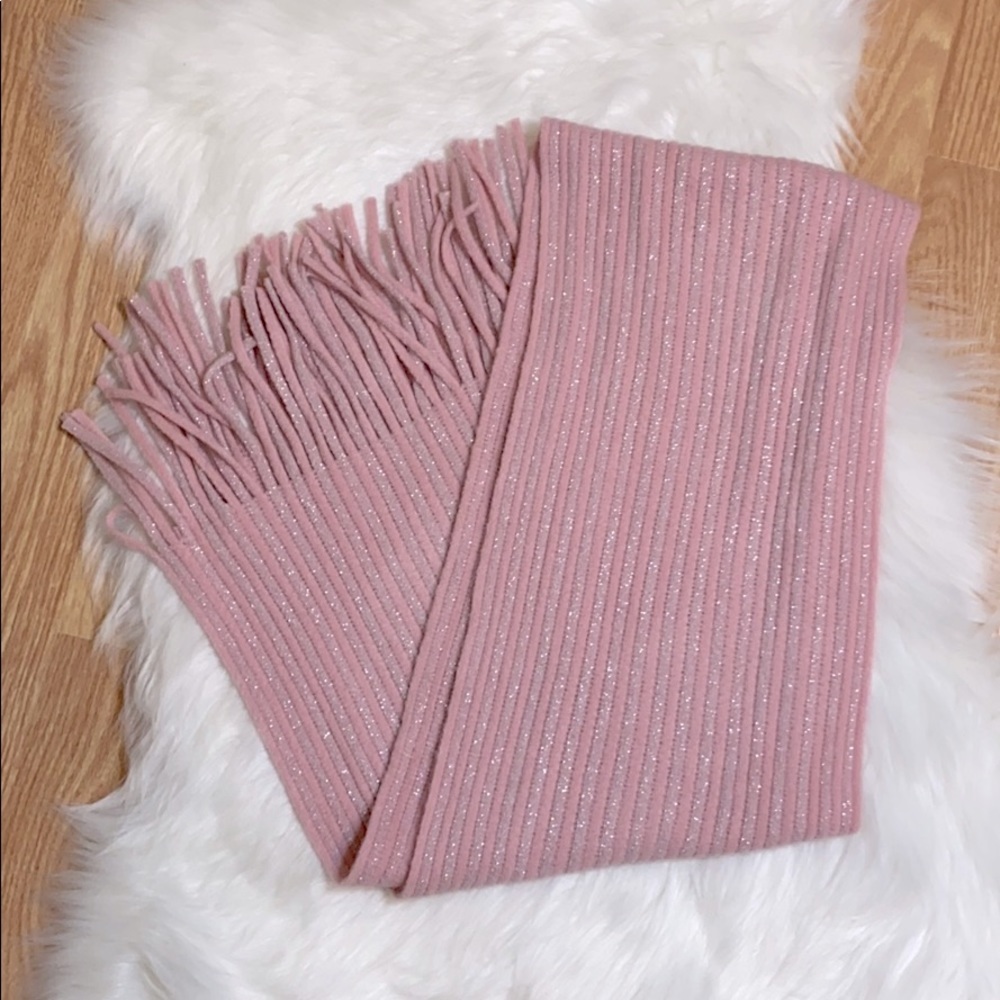 Pink and Silver Striped Scarf